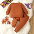 thumbnail image 4 of Xudanell Boys Clothes 2 Piece Outfits Winter Halloween Long T Shirt Top Pants Little Kid Casual Pumpkin Prints Clothing Sets 2-3 Years Brown, 4 of 7