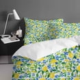 thumbnail image 4 of Lemon Blue Flower King Size Comforter Set, Fruit Floral Leaf Spring Retro Soft Bedding for All Seasons, 4 Pcs Bed Set with 1Comforter (90"x106") ,1 Sheet(94"x116"), 2 Pillowcases (19"x35"), 4 of 7