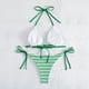 thumbnail image 4 of Guardurnaity de niña con top triangular y cuello halter, braguita estampada, traje de baño de piezas. Tejido suave, perfecto para viajar. conjuntos de ropa Rayas azules METRO, 4 of 6