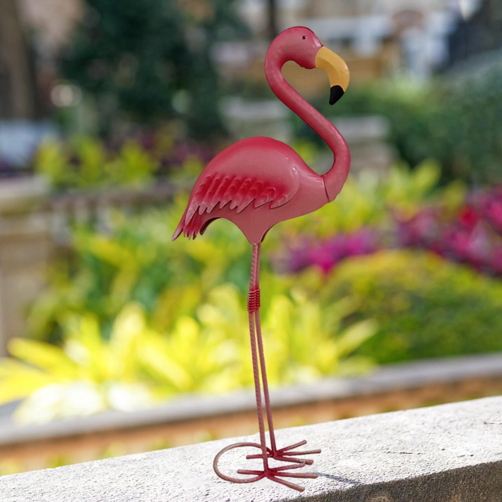 Miulika Garden Statue Animal Figurine Flamingo Sculpture Gift Landscape Ornament Metal Yard Art for Patio Balcony Lawn Outdoor Decor Height 50.5 cm