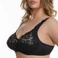 thumbnail image 2 of Plus Size Underwire Bra Full Coverage Minimizer Wide Straps Support Panels Non-Padded Lace Cups 34 36 38 40 42 44 / B C D E F G H ( 36C, Black), 2 of 4