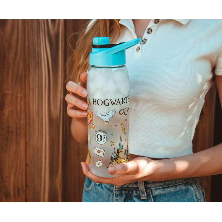Claire's Harry Potter Water Bottle - 300ml - Pop Up Straw Twist Off Lid Kids Drinks Bottle For School, Sports, Everyday Hydration - Black & Gold