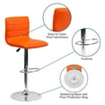 thumbnail image 2 of Contemporary Orange Vinyl Adjustable Height Barstool with Horizontal Stitch Back and Chrome Base, 2 of 9
