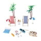 thumbnail image 1 of Kit de sombrilla de playa con mini tumbona de 18 piezas para escenas de de 1/12, 1 of 9