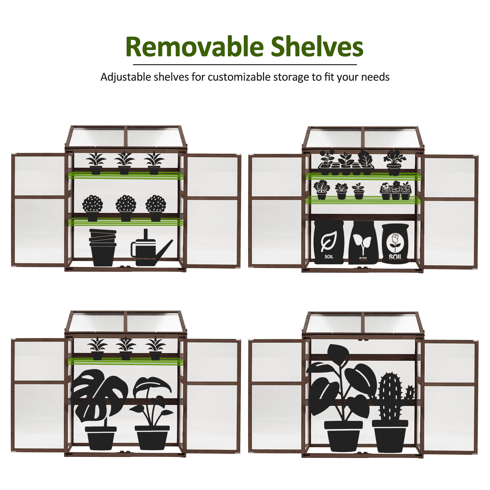 MCombo Cold Frame Large Wooden Greenhouse Cabinet Garden with Adjustable Shelves for Outdoor Indoor Use, 1344