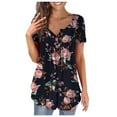 thumbnail image 1 of EQWLJWE Hauts à Col en V pour Femmes Mode Imprimée Décontractée T-Shirt à Manches Courtes Ample Blouse Hauts d'Été pour Femmes 2023, 1 of 6