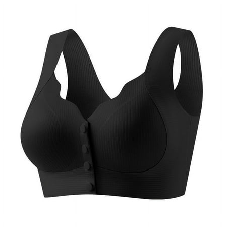 Black of Friday Deals!Clearance Staron Daisy Bras for Older Women No Underwire Bra Wireless Front Closure Bras Soft Strap Bras Comfortable Solid Color Bra