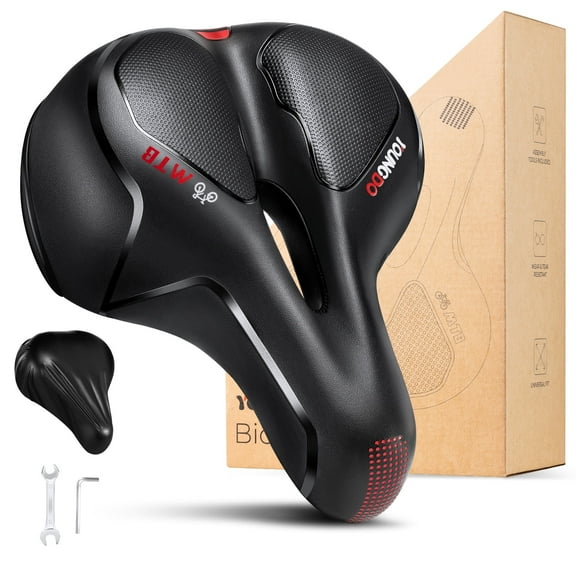 YOUNGDO Wide Bike Seat Cushion, Comfortable Bicycle Seat for Women Men with Dual Shock Absorbing, Soft Bicycle Saddle Fit for Exercise/Indoor/Mountain/Road Bikes
