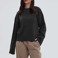 thumbnail image 2 of Hauts Décontractés pour Femmes Col Rond Manches Longues Chandail Tricoté Ample, 2 of 9