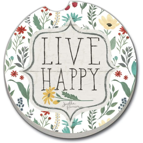 CounterArt Absorbent Stoneware Car Coaster, Blooming Thoughts, Set of 2