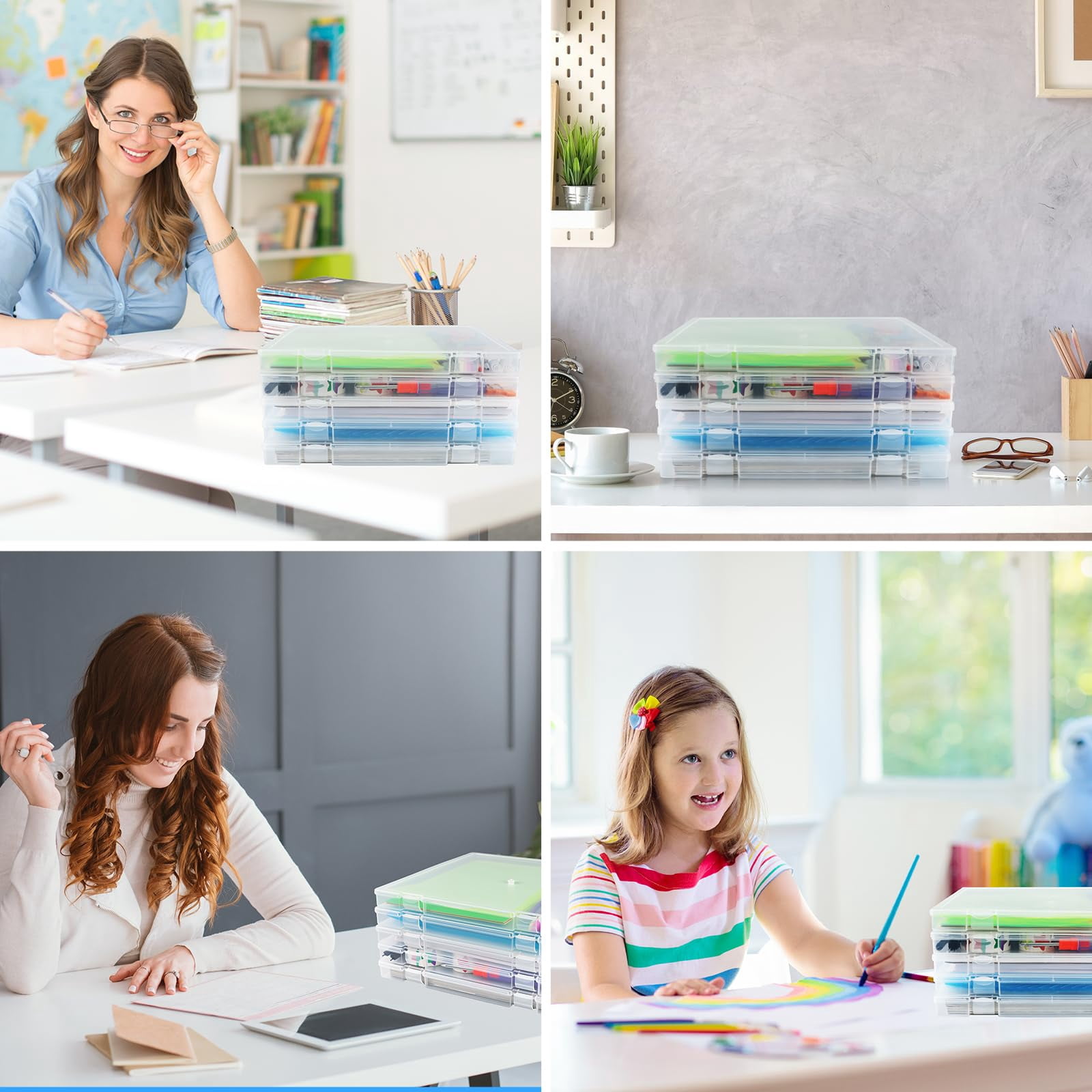 12x12'' Scrapbook Paper Storage  5 Pack Board Game Storages Stackable For Magazine Art Supplies Files Photo Vinyls Crafts
