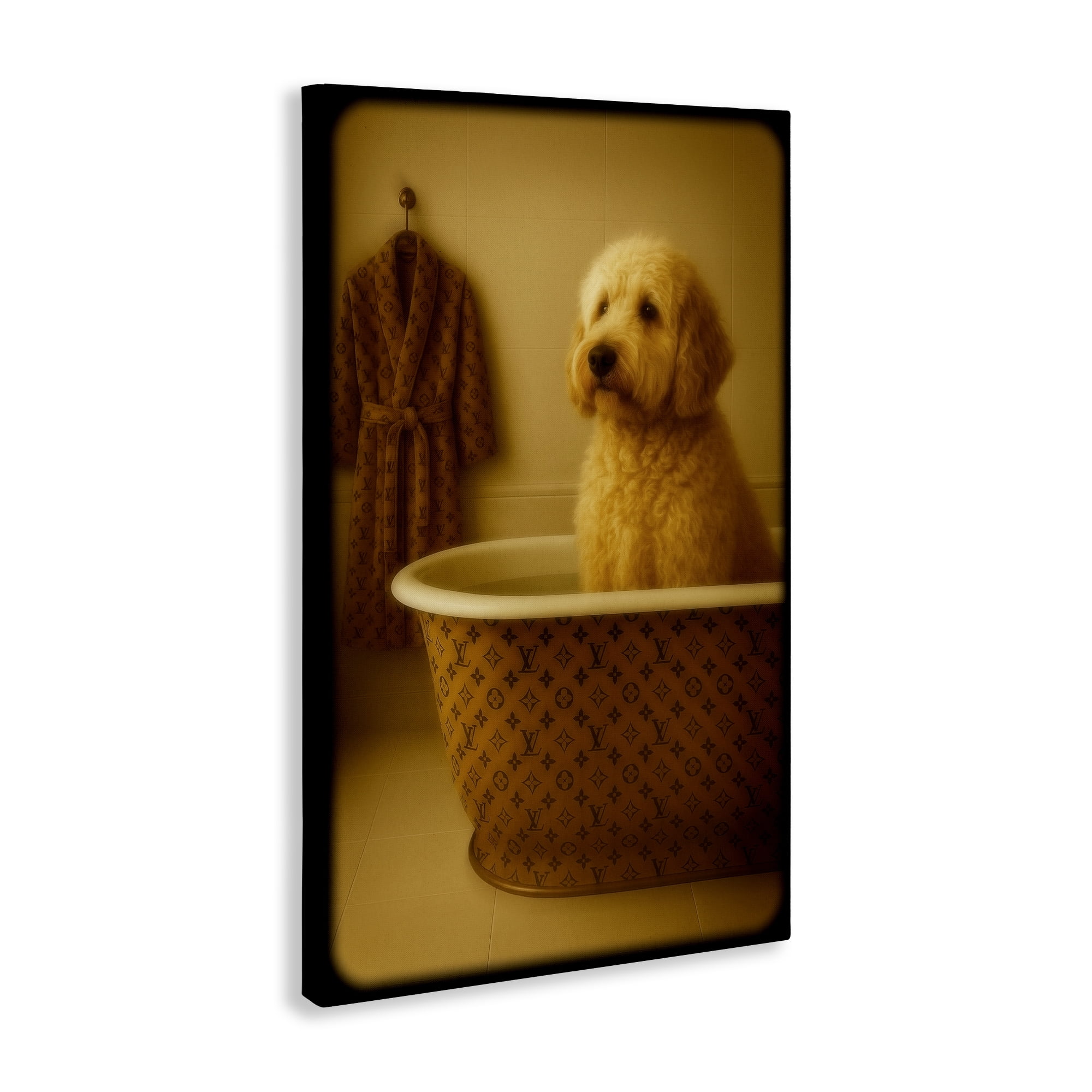 Stupell Industries Couture Dog in Luxury Tub Canvas Wall Art, design by Grotto Studios
