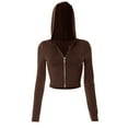 thumbnail image 5 of Tiqkatyck Crop Tops for Women, Long Sleeve Slim Fit Women's Flared Sleeve Tops Long Sleeve Hooded Shirts Crew Neck Crop Tops, Summer Tops for Women, Shirts for Women Brown M, 5 of 8
