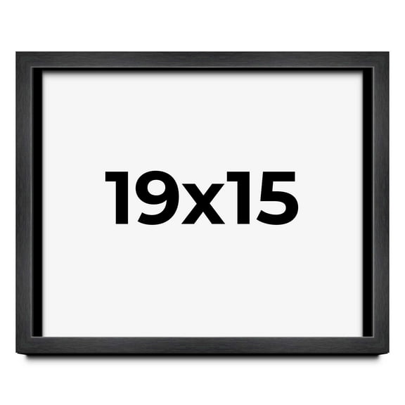 19x15 Frame Black Charcoal Grey Wood Textured Picture Frame | 0.75 Inch Moulding Width | Gunmetal