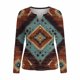 thumbnail image 2 of TaTaai Western Print T-Shirt Lightweight Soft Women's Fashion Casual Round Neck Long Sleeve Button Detail Retro Loose Spring Daily Wear Top Gift, 2 of 5