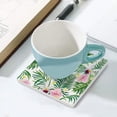 thumbnail image 5 of GZHJMY Square Drink Coasters, 1 Pcs Exotic Pattern with Tropical Flowers Absorbent Ceramic Coffee Coasters for Drinks with Cork Base Housewarming Gift for Home Decor, 5 of 6