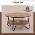 thumbnail image 2 of CRXX 2-Tier Round Coffee Table, 33.5" Wood Coffee Table with Open Storage Shelf & Heavy-Duty Steel Frame, Rustic Circle Coffee Table, Mid-Century Center Table for Living Room, Office, Walnut, 2 of 9