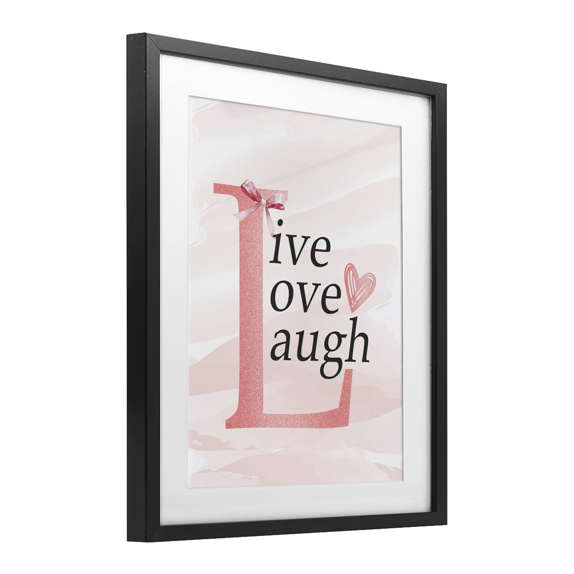 Live Love Laugh Pastel Black Framed Print Under Glass, design by Kim Allen