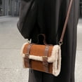 thumbnail image 3 of Minnieouse Bolso pequeño cuadrado espacioso y a la moda para mujer, bolso pequeño de felpa de cordero para ocio, otoño e invierno Bolsas de mensajero y de hombro negro, 3 of 6