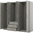 thumbnail image 4 of LUCKHAO 6-Doors Wooden Wardrobe Storage Cabinet   for Bedroom, Wooden Wardrobe Closet Organizer with Big Drawers, Hanging Rail and Shelves, 4 of 7