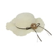 thumbnail image 1 of Sombrero Para Playa De Niña Ondulado Tejido De Paja Con Flor crema, 1 of 6