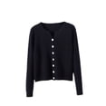 thumbnail image 1 of sweethay Suéter de primavera para mujer y niña, cárdigan de moda portátil, abrigo, Tops de punto, accesorio de vestir de manga larga para viajes de Abrigos y chamarras Negro sweethay AP013643-01, 1 of 1
