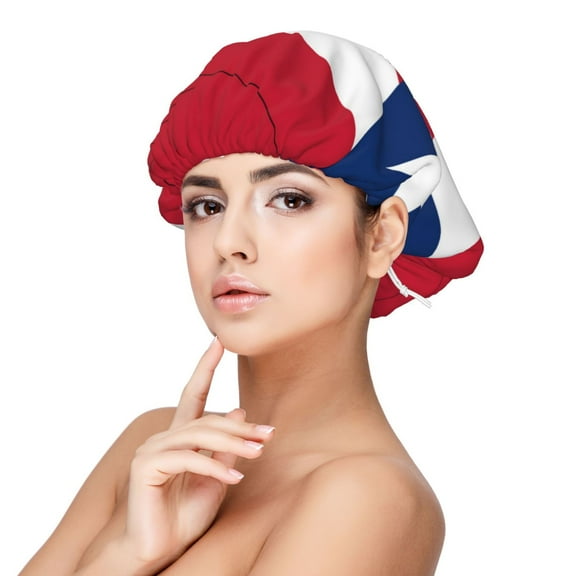 Puerto-Rico Flag Satin Bonnet Adjustable Hair Bonnet For Sleeping Hair Bonnets For Women Curly Natural Hair