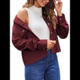 thumbnail image 2 of Chaquetas de con Botones para Mujer, Camisetas de Larga, Tendencia 2025 Vino Tinto S, 2 of 8
