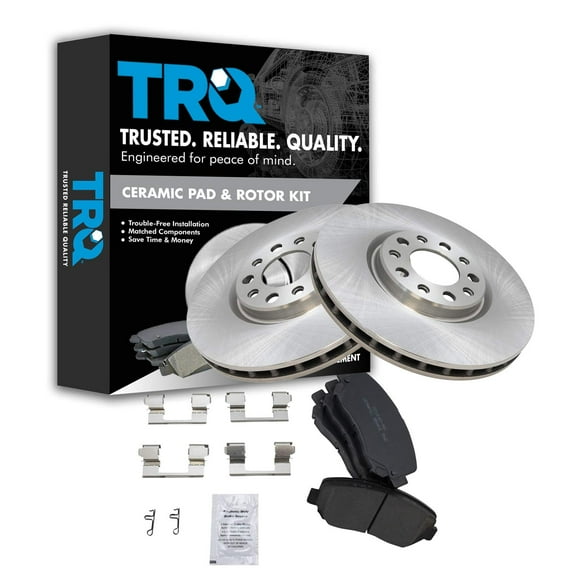 TRQ Front Brake Pad & Rotor Kit Brake Pads Brake Rotor Ceramic Fits Select 2015-2017 Chrysler 200 2013-2016 Dodge Dart
