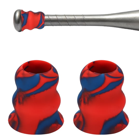 Uxcell Bat Taper, Bat Knob Taper Softball Grip Silicone Non-slip Ergonomic Enhanced Grip Easy Installation 2Pcs & Blue-Red - Fit for (Most Softball Bats/Baseball)