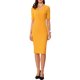 thumbnail image 2 of Vestido ajustado de mujer Inspire Chic, con cuello en V, mangas cortas, vestido midi bodycon para el trabajo, color amarillo, talla L, 2 of 6