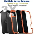 thumbnail image 2 of For iPhone 17 Pro Max Case With Belt Clip, Kickstand, Shockproof Dust/Drop Proof 3 in 1 Full Body Rugged Heavy Duty Durable Cover Orange, 2 of 6