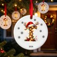 thumbnail image 4 of Fievgin Christmas Ornament 2026, Letter T Initial Decoration with Santa Hat for Tree & Gift, 4 of 7
