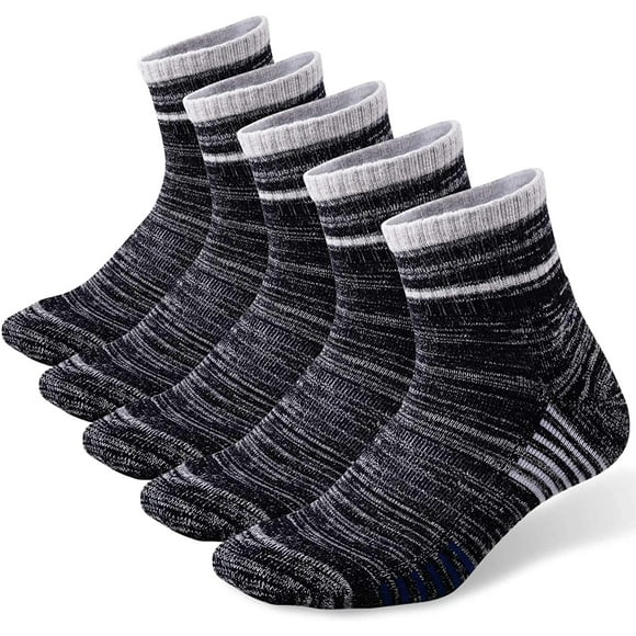 Yoyoo 15 PYoyoors Yoyoo's Hiking Walking Socks, Multi-pack Wicking Cushioned Outdoor Recreation Crew Socks(Black)