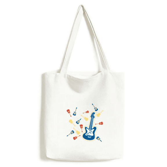 Yellow Guitar Music Pattern Illustrate Tote Canvas Bag Shopping Satchel Casual Handbag