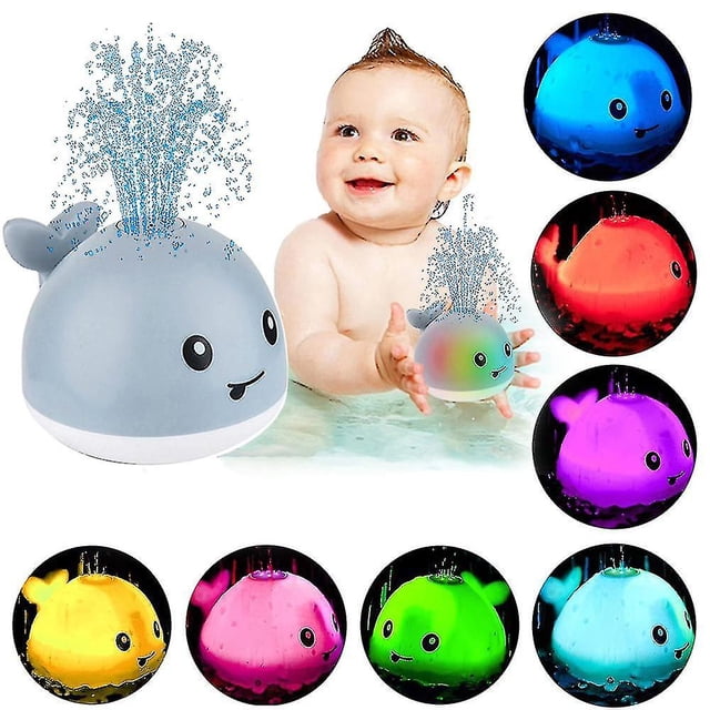 Juguetes de baño para bebé, ballena, pulverizador automático, juguete de baño de agua con luz Led, rociador de inducción, bañera, ducha, juguete