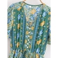 thumbnail image 4 of Vintage Chic Women Floral Print Button V-neck Beach Bohemian Maxi Dresses Ladies Rayon Cotton Pleated Vacation Boho Dress, 4 of 6