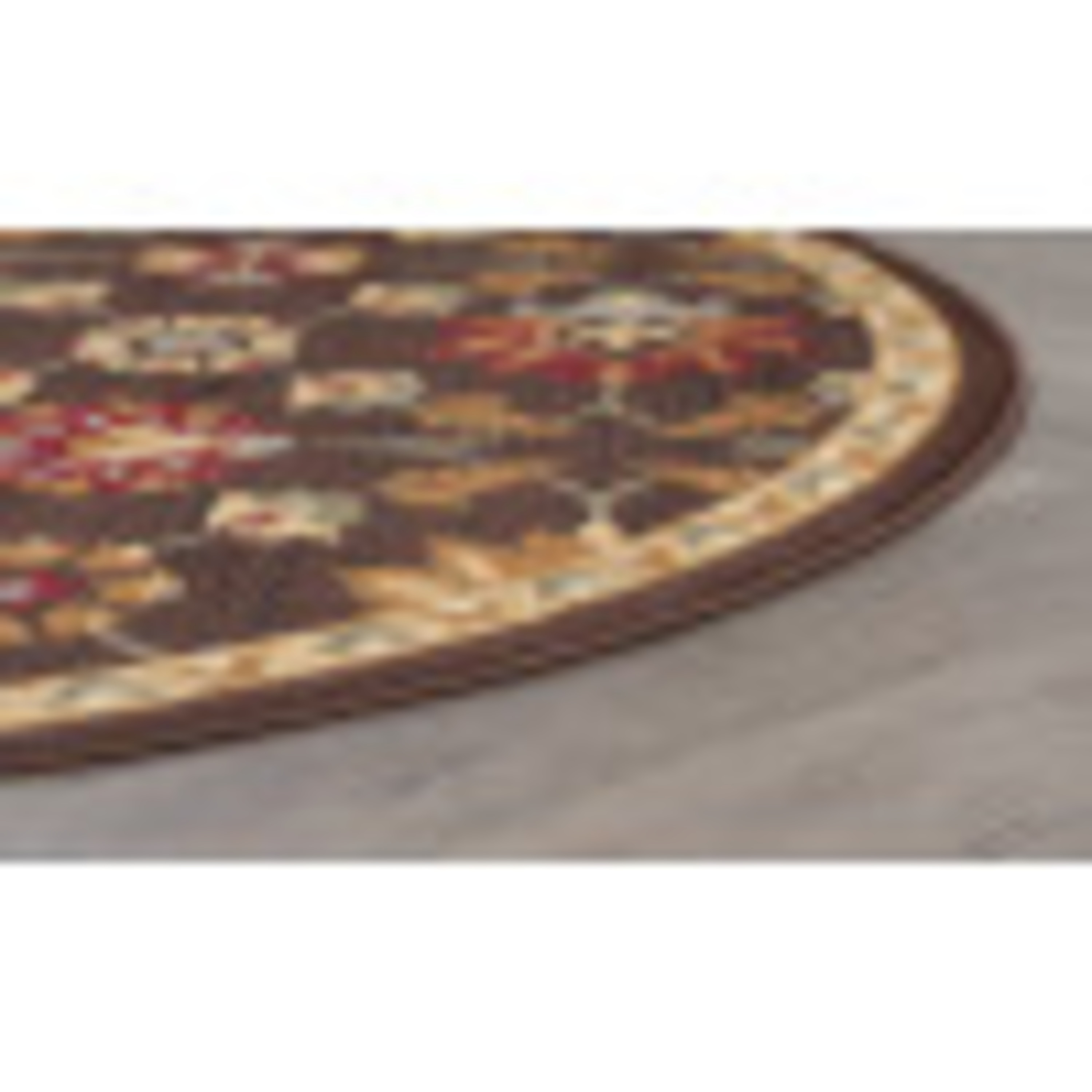 Elegance Transitional 8' Round Brown and Red Polypropylene Indoor Area Rug
