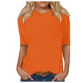 thumbnail image 1 of T-shirt pour Femmes Col Rond Manches 3/4 Blouse Imprimée Confortable pour Sortir Orange G, 1 of 4