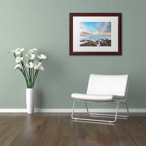 Trademark Fine Art 'South Maui Sunrise' Canvas Art by Pierre Leclerc, White Matte, Wood Frame