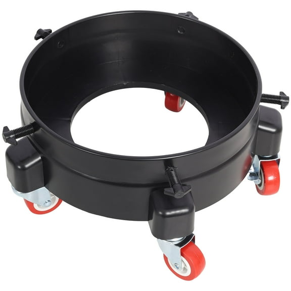 Black Plastic Bucket Dolly Featuring 5 Easy Roll Casters For Secure 250lbs Support During Car Washing