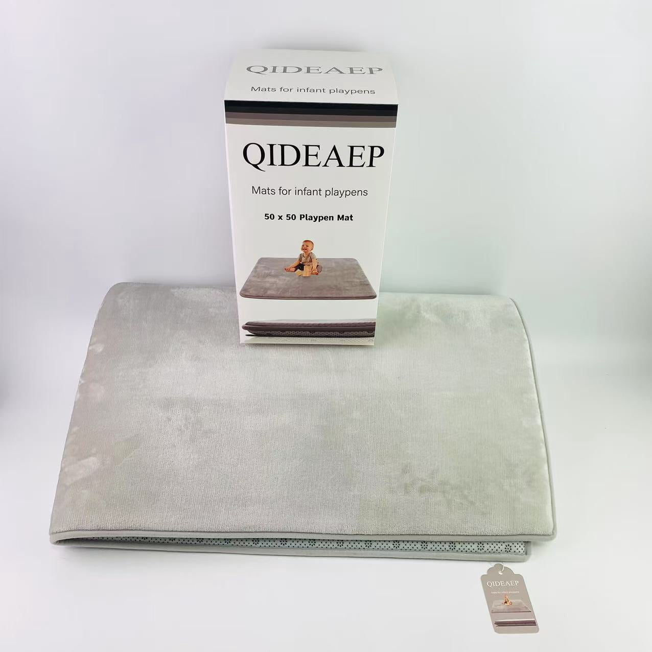 QIDEAEP Mats for infant playpens,50 x 50 Playpen Mat,Tummy Time Foam Mat,Ultra Soft Support & Plush Feel,Grey