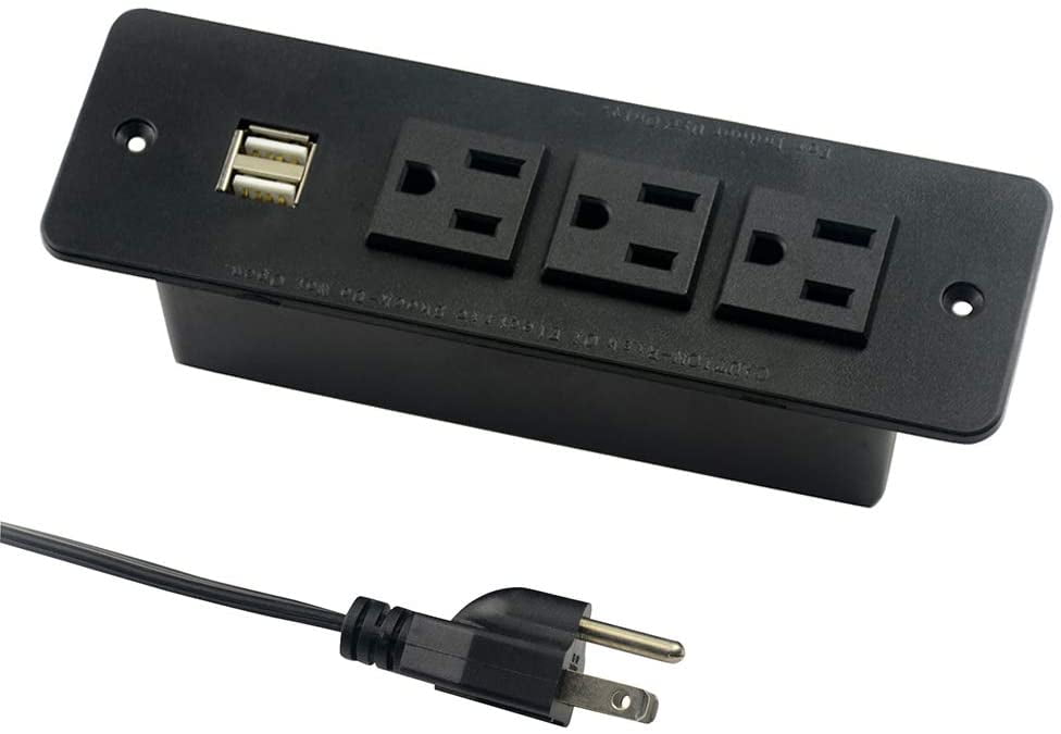 HdcTek Conference Recessed Power Strip with USB 3 Outlets 1875W/12amp 2