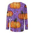 thumbnail image 5 of Halloween Shirts for Women Long Sleeve Round Neck Pumpkin Graphic Print Funny Tee Tshirts Loose Fit Plus Size (M, Purple), 5 of 5