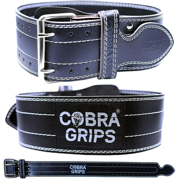 Weight Power Lifting Belt 4” Wide Cobra Grips Premium Genuine Leather Belt For Men & Women Adjustable Weightlifting Back Support