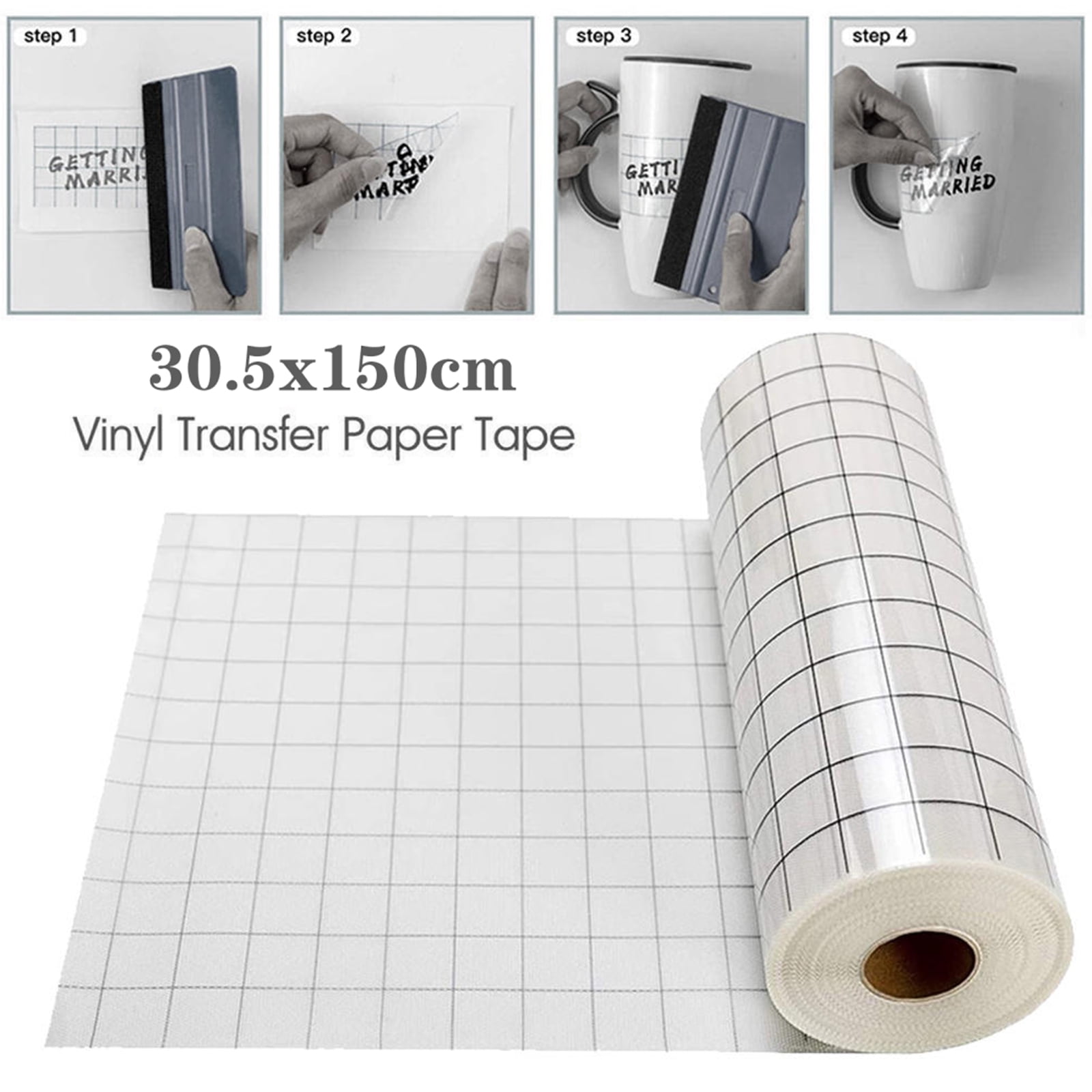 30x365cm Vinyl Transfer Paper Tape Roll Cricut Adhesive Clear Alignment  Grid 810085299097