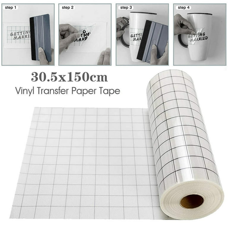 40FT Transfer Tape for Vinyl - Clear Vinyl Transfer Paper Tape Roll, 12” x  40 FT with 1/2 Blue Grid Standard Tape for Adhesive Vinyl for Craft Decal