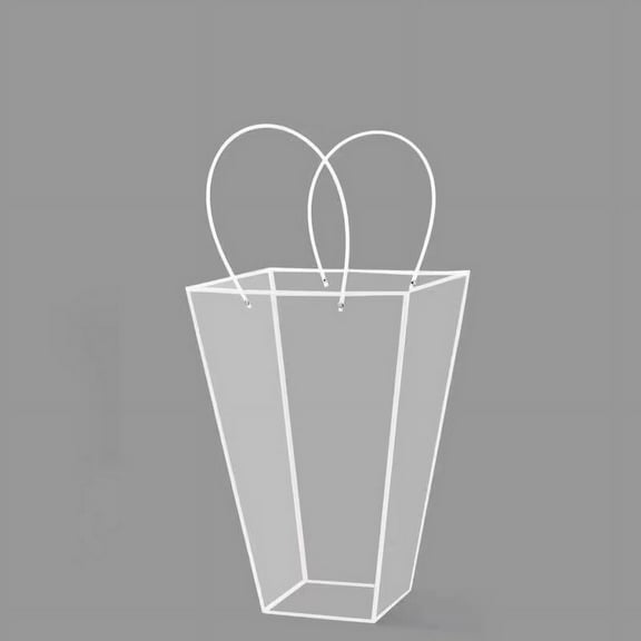 NAMZI 10Pcs Clear Flower Bouquet Bags with Handles Transparent Floral Gift Presents Packaging Boxes Florist Flower Tote Bags for Mother's Day Wedding Birthday （White）