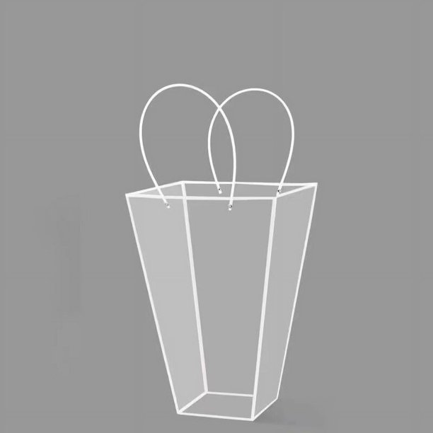 Xiao Hua 10 bolsas transparentes con asas para ramos de flores, cajas de regalo florales transparentes, bolsas de mano para el Día de la Madre, bodas y cumpleaños (blancas)