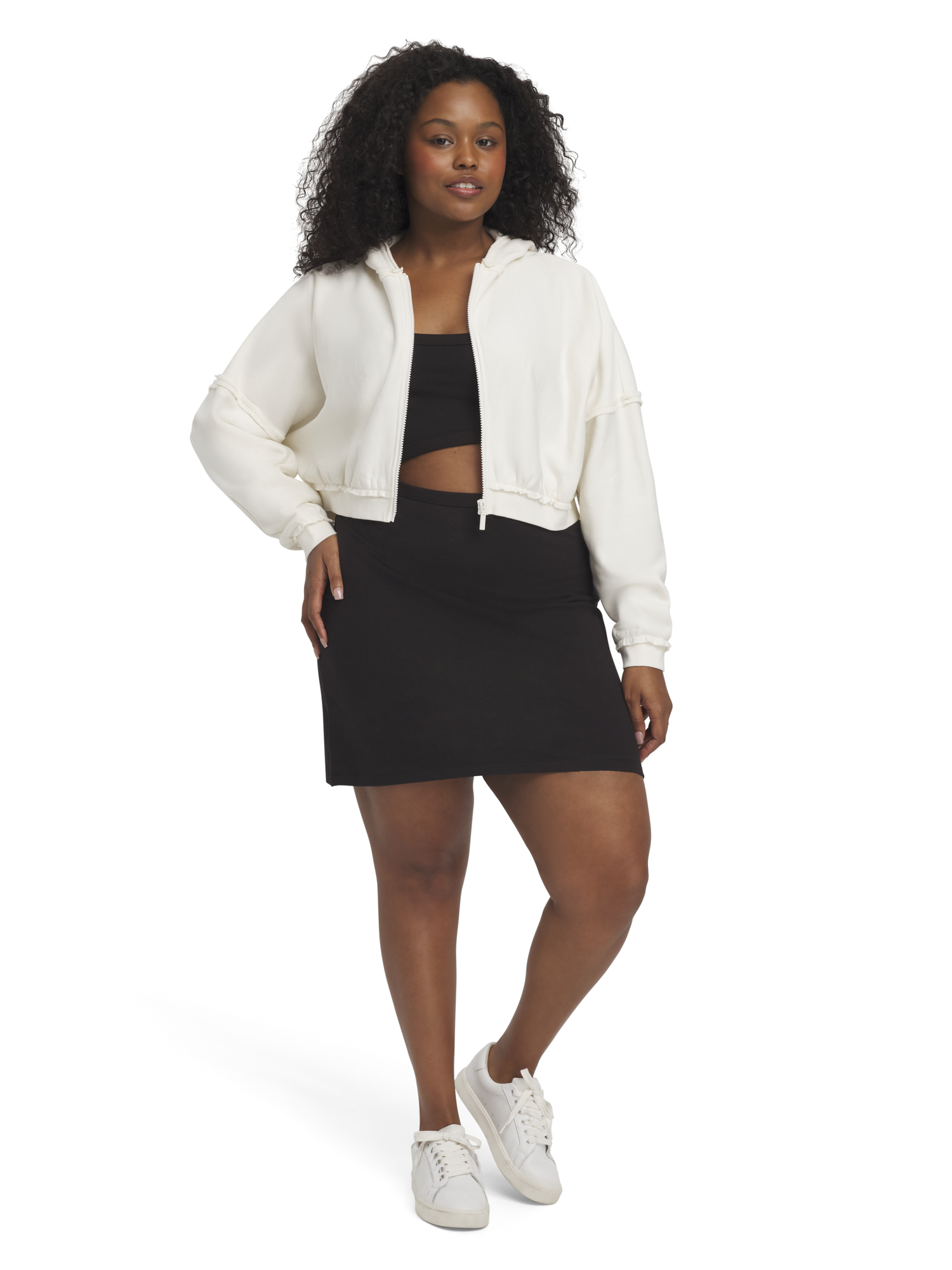 Mills by Millie Bobby Brown Women's Long Sleeve Crop Hoodie, Sizes XXS-XXL